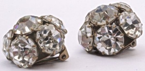 Vintage Diamante Clip On Earrings, circa 1950s